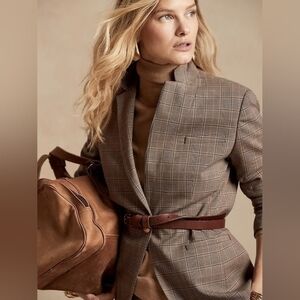 Banana Republic Long and Lean Women's Suit in Brown Houndstooth/Plaid | Size 2